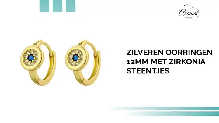 Zilveren Oorringen 12mm met Zirkonia Steentjes by@Outfy