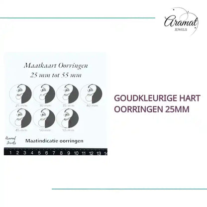 Goudkleurige Hart Oorringen 25mm by@Outfy