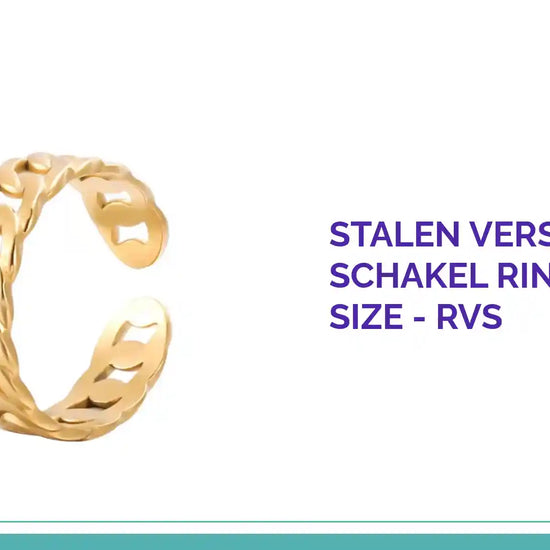Stalen Verstelbare Schakel Ring - One Size - RVS by@Outfy