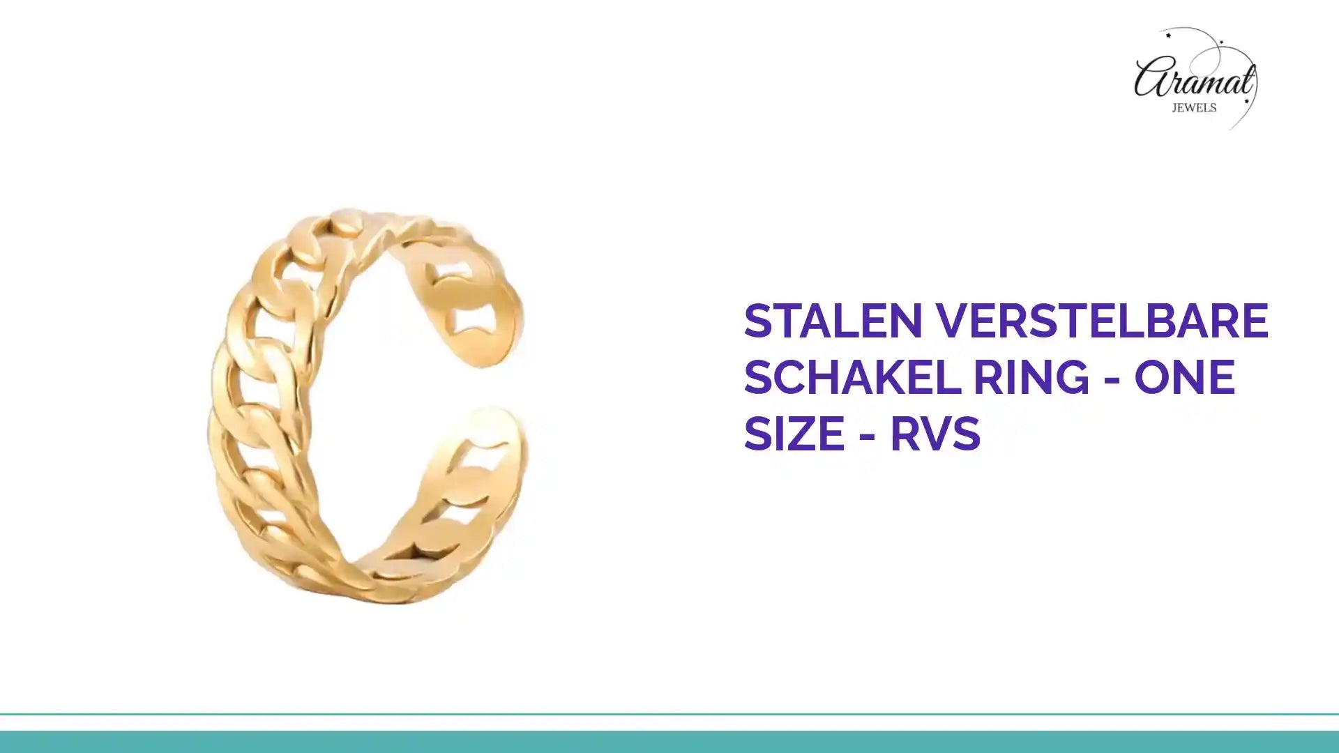 Stalen Verstelbare Schakel Ring - One Size - RVS by@Outfy