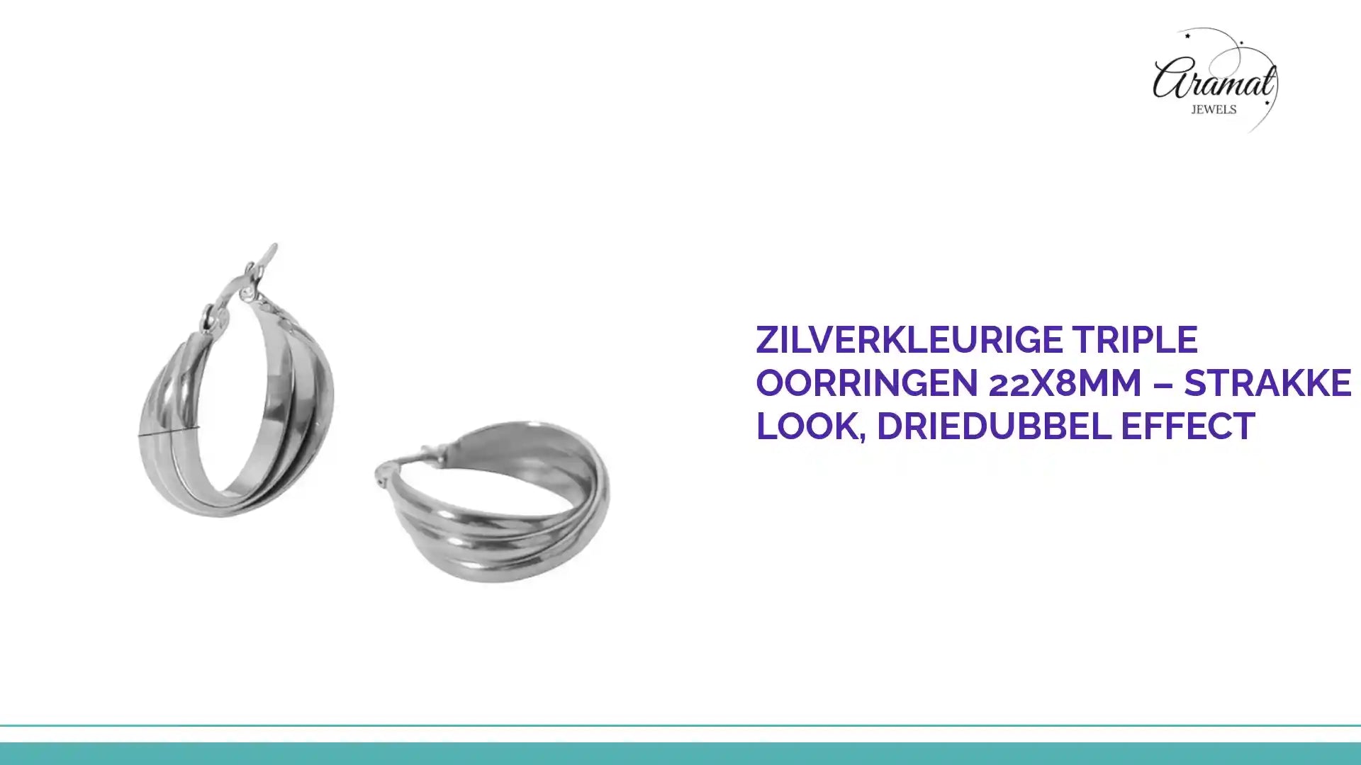 Zilverkleurige Triple Oorringen 22x8mm &ndash; Strakke look, driedubbel effect by@Outfy