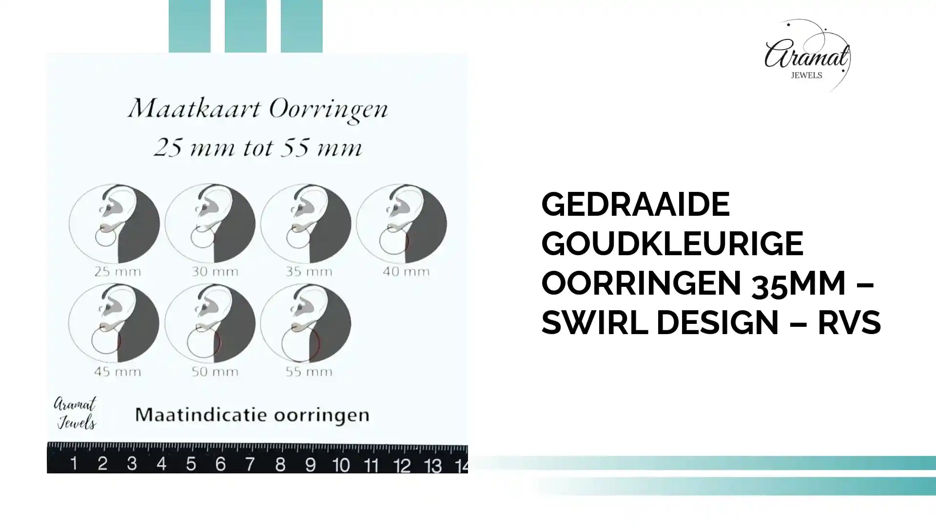 Gedraaide Goudkleurige Oorringen 35mm &ndash; Swirl Design &ndash; RVS by@Outfy