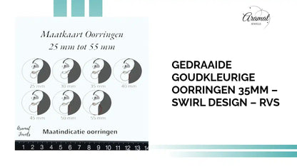 Gedraaide Goudkleurige Oorringen 35mm &ndash; Swirl Design &ndash; RVS by@Outfy