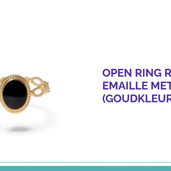 Open Ring RVS Ovaal Emaille met Dot Reli&euml;f (Goudkleurig) by@Outfy