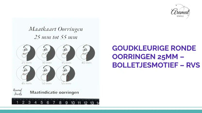 Goudkleurige Ronde Oorringen 25mm &ndash; Bolletjesmotief &ndash; RVS by@Outfy