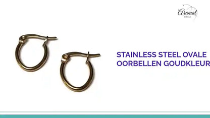 Stainless steel Ovale Oorbellen Goudkleur by@Outfy