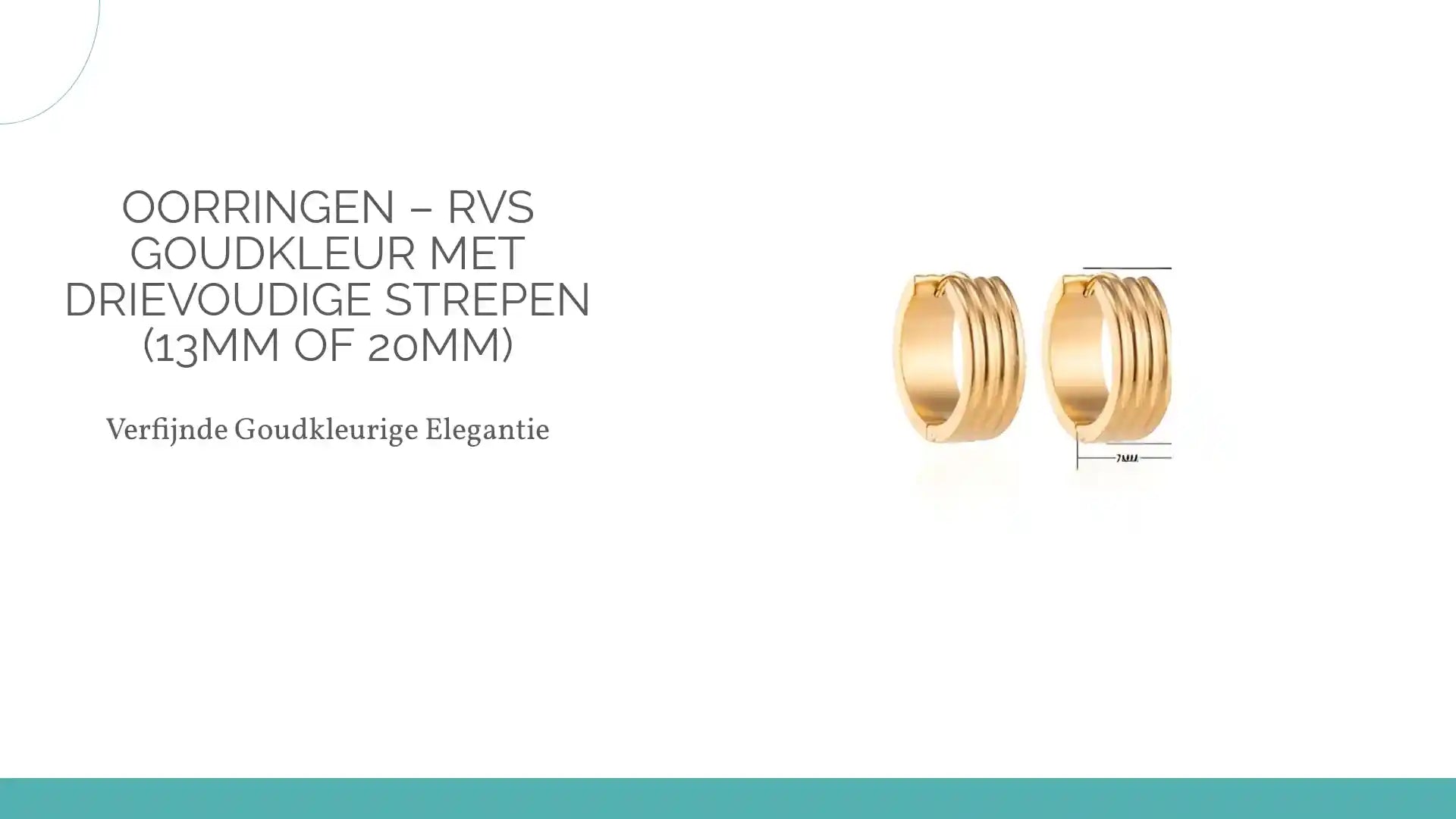 Oorringen &ndash; RVS Goudkleur met Drievoudige Strepen (13mm of 20mm) by@Outfy