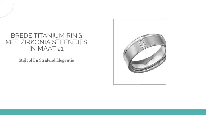Brede Titanium Ring met Zirkonia Steentjes in Maat 21 by@Outfy