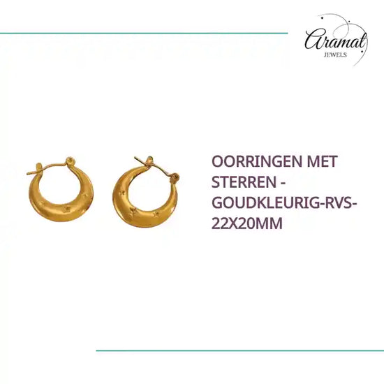 Oorringen met sterren -goudkleurig-rvs-22x20mm by@Outfy