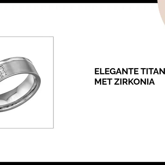 Elegante Titanium Ring met Zirkonia by@Outfy