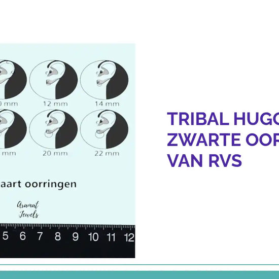 Tribal Huggies - Zwarte Oorringetjes van RVS by@Outfy