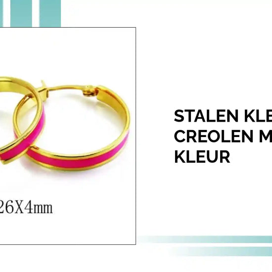 Stalen Kleurige Creolen met emaille kleur by@Outfy