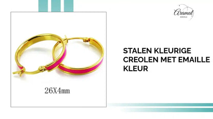 Stalen Kleurige Creolen met emaille kleur by@Outfy