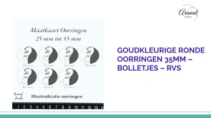 Goudkleurige Ronde Oorringen 35mm &ndash; Bolletjes &ndash; RVS by@Outfy