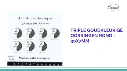 Triple Goudkleurige Oorringen Rond - 30x7mm by@Outfy