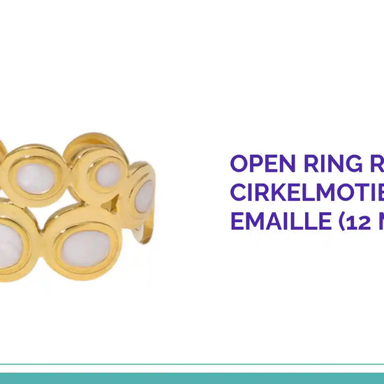 Open Ring RVS met Cirkelmotief en Emaille (12 mm) by@Outfy