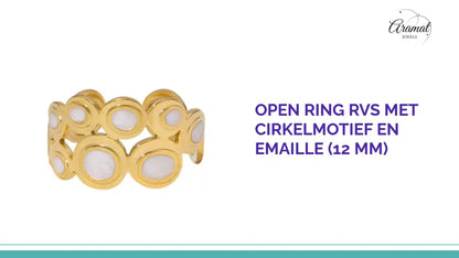 Open Ring RVS met Cirkelmotief en Emaille (12 mm) by@Outfy