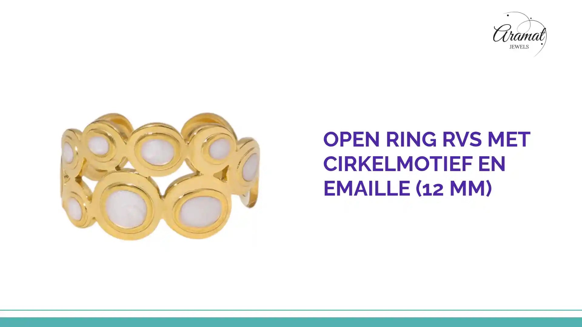 Open Ring RVS met Cirkelmotief en Emaille (12 mm) by@Outfy