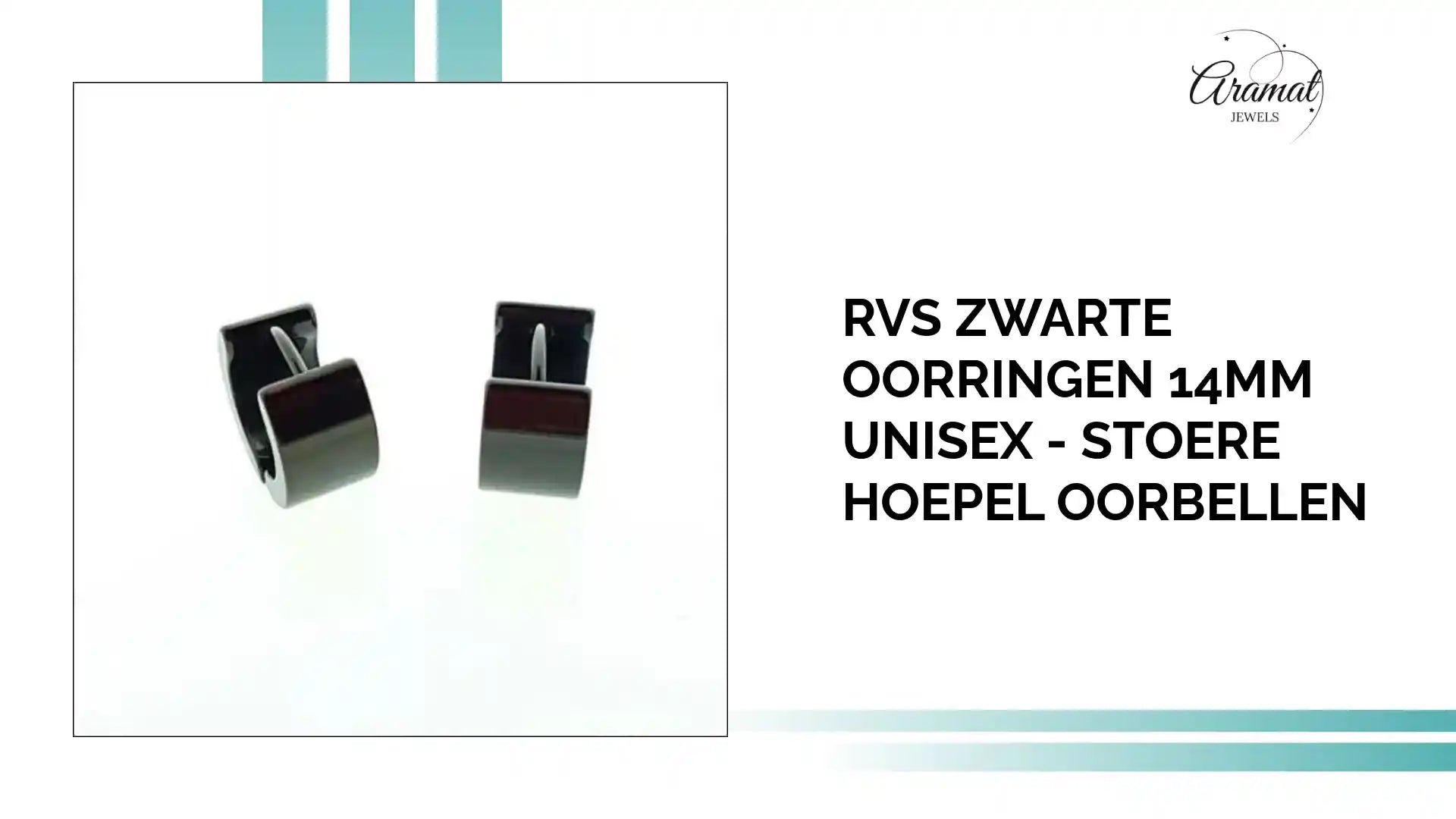 RVS Zwarte Oorringen 14mm Unisex - Stoere Hoepel Oorbellen by@Outfy