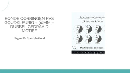 Ronde Oorringen RVS Goudkleurig &ndash; 30mm &ndash; Dubbel Gedraaid Motief by@Outfy