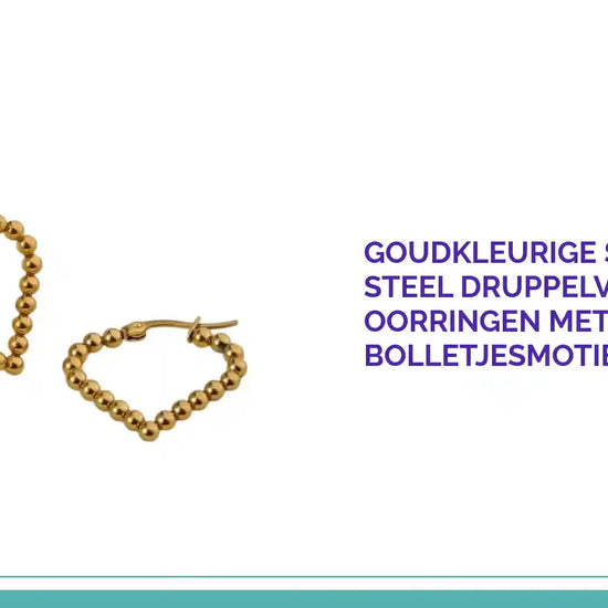 Goudkleurige stainless steel druppelvormige oorringen met bolletjesmotief &ndash; 33 mm by@Outfy