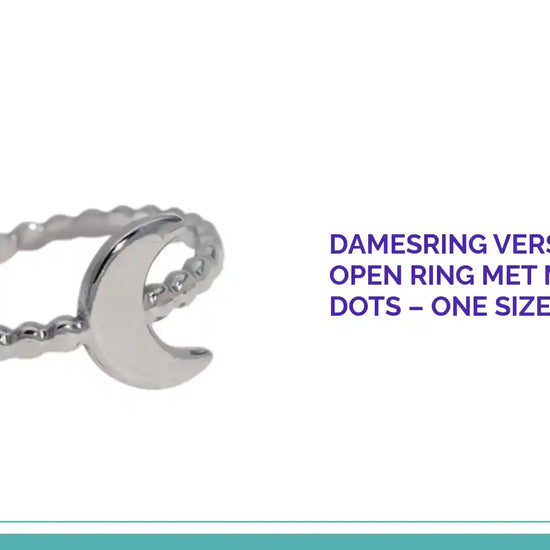 Damesring Verstelbaar &ndash; Open Ring met Maantje &amp; Dots &ndash; One Size by@Outfy