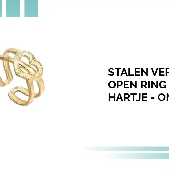 Stalen Verstelbare Open Ring - Bewerkt Hartje - One Size by@Outfy