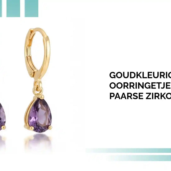 Goudkleurige Mini Oorringetjes Meisje &ndash; Paarse Zirkonia &ndash; 10mm by@Outfy