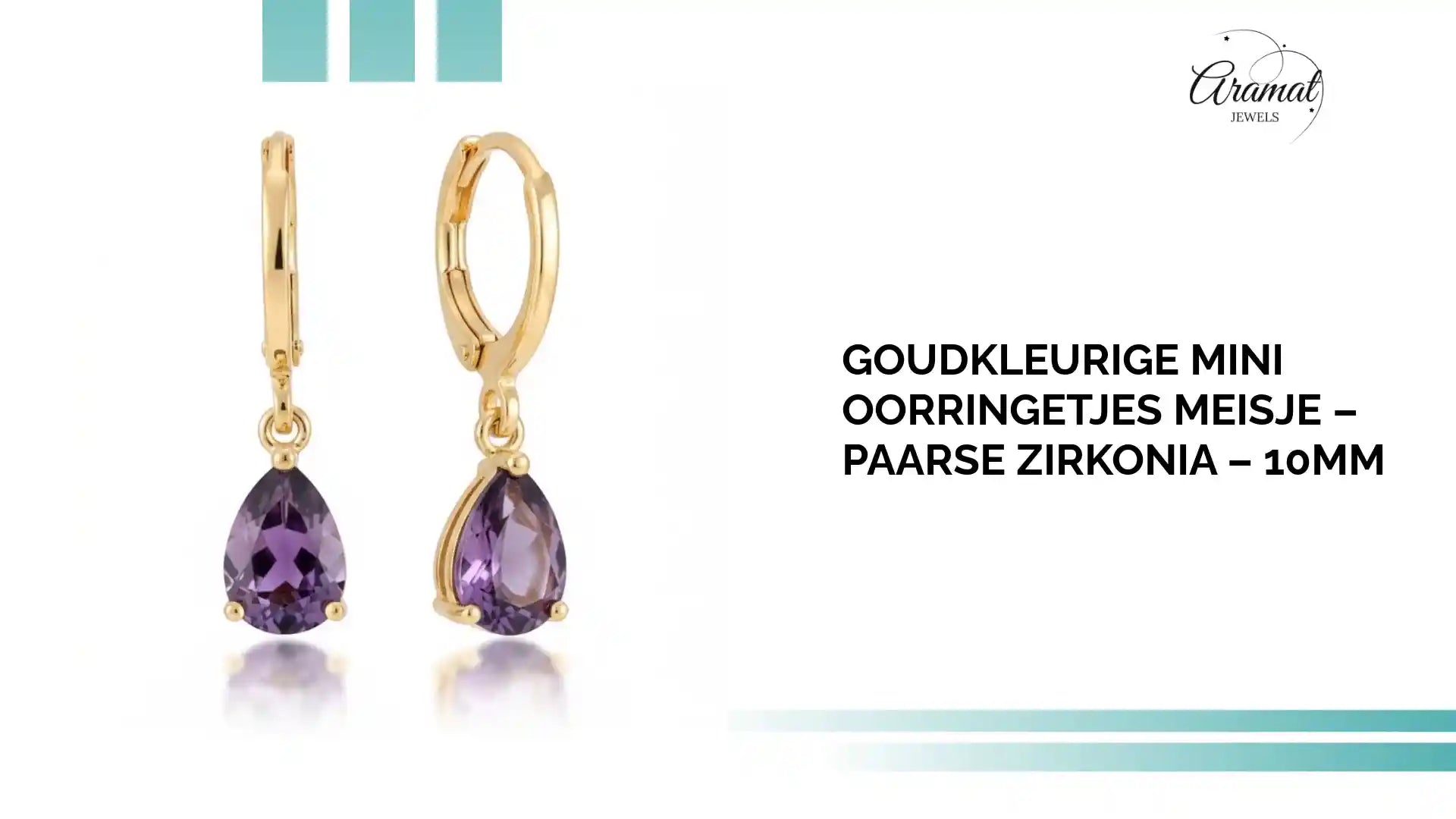Goudkleurige Mini Oorringetjes Meisje &ndash; Paarse Zirkonia &ndash; 10mm by@Outfy