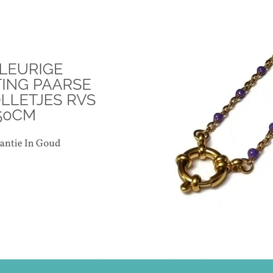 Goudkleurige Bedelketting Paarse Emaille Bolletjes RVS 40-50cm by@Outfy
