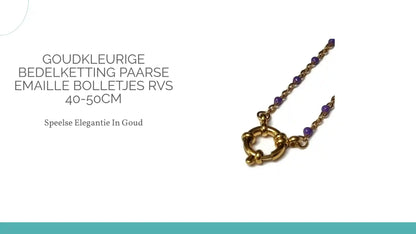 Goudkleurige Bedelketting Paarse Emaille Bolletjes RVS 40-50cm by@Outfy