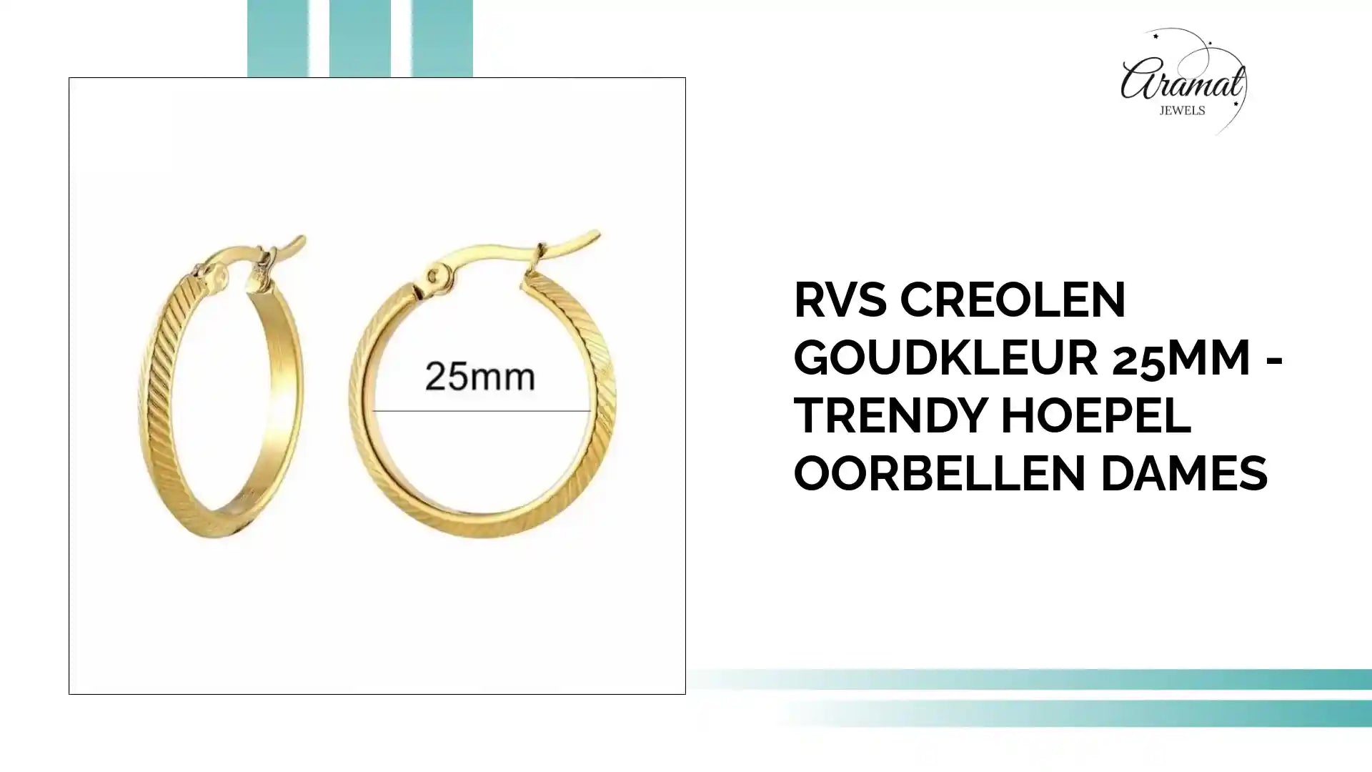 RVS Creolen Goudkleur 25mm - Trendy Hoepel Oorbellen Dames by@Outfy