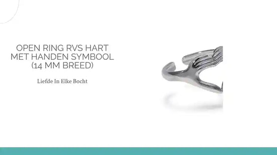 Open Ring RVS Hart met Handen Symbool (14 mm Breed) by@Outfy