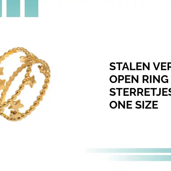Stalen Verstelbare Open Ring - Sterretjes &amp; Dots - One Size by@Outfy