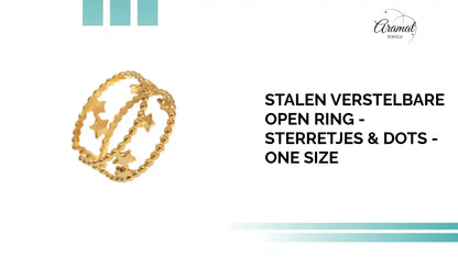 Stalen Verstelbare Open Ring - Sterretjes &amp; Dots - One Size by@Outfy