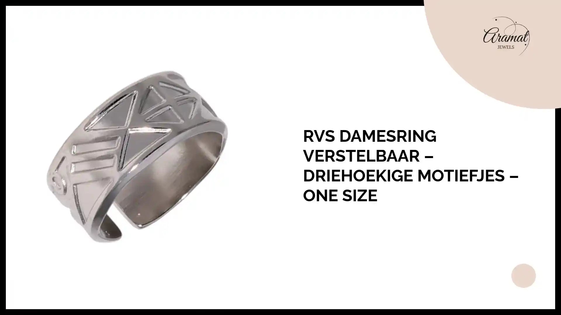 RVS Damesring Verstelbaar &ndash; Driehoekige Motiefjes &ndash; One Size by@Outfy