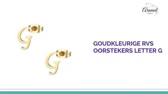 Goudkleurige RVS oorstekers Letter G by@Outfy