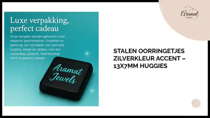 Stalen Oorringetjes Zilverkleur Accent &ndash; 13x7mm Huggies by@Outfy