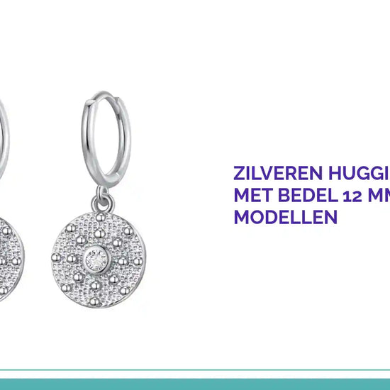 Zilveren Huggie Oorringen met Bedel 12 mm &ndash; 925 Zilver 5 Modellen by@Outfy