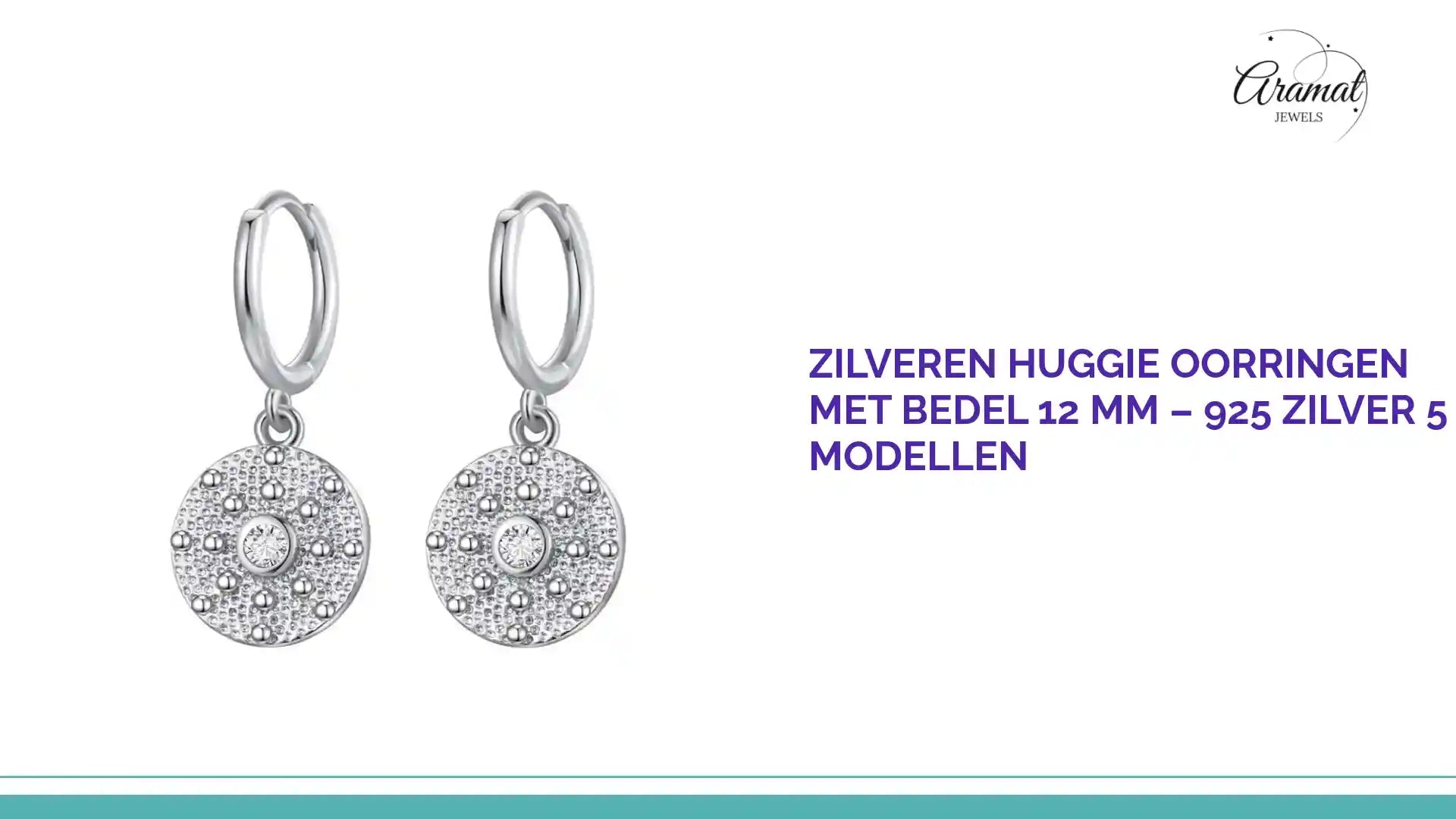 Zilveren Huggie Oorringen met Bedel 12 mm &ndash; 925 Zilver 5 Modellen by@Outfy
