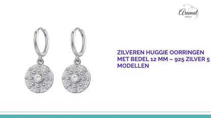 Zilveren Huggie Oorringen met Bedel 12 mm &ndash; 925 Zilver 5 Modellen by@Outfy
