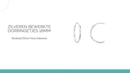 Zilveren Bewerkte Oorringetjes 16mm by@Outfy