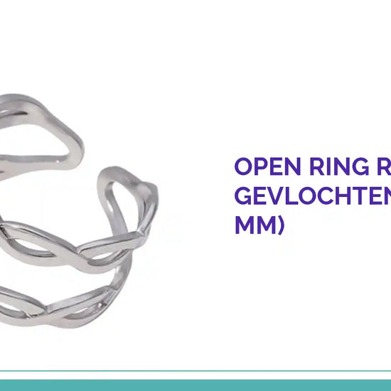 Open Ring RVS met Gevlochten Lijnen (12 mm) by@Outfy