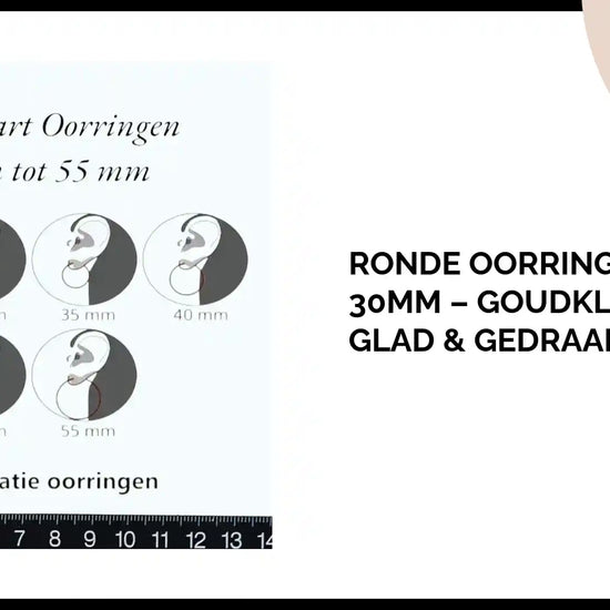 Ronde Oorringen RVS 30mm &ndash; Goudkleurig &ndash; Glad &amp; Gedraaid Motief by@Outfy