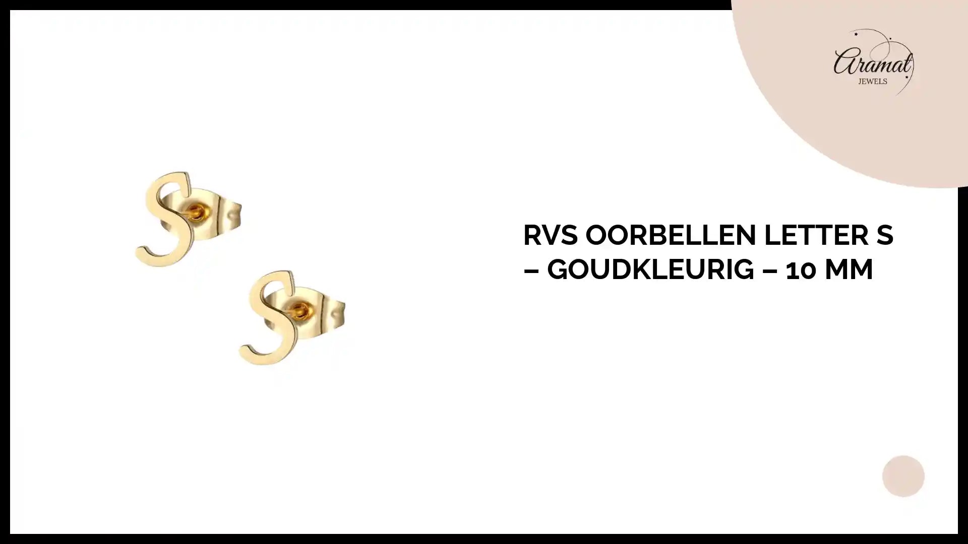 RVS Oorbellen Letter S &ndash; Goudkleurig &ndash; 10 mm by@Outfy
