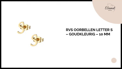RVS Oorbellen Letter S &ndash; Goudkleurig &ndash; 10 mm by@Outfy