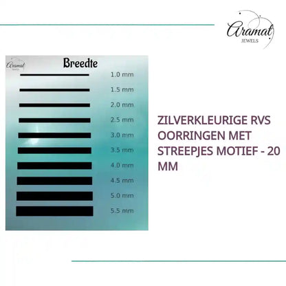 Zilverkleurige RVS Oorringen met Streepjes Motief - 20 mm by@Outfy