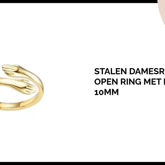 Stalen Damesring - Open Ring met Handen - 10mm by@Outfy