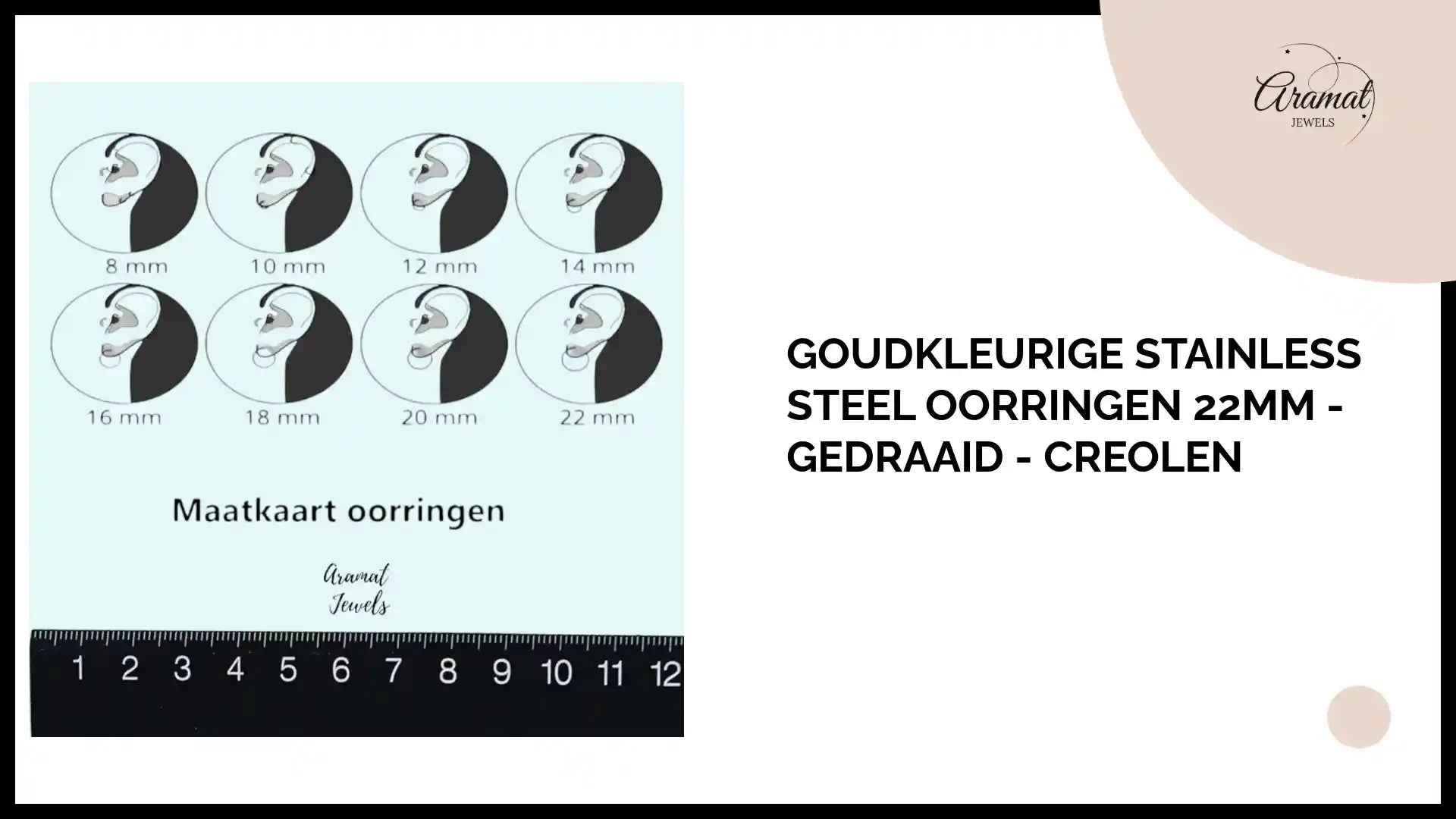 Goudkleurige Stainless Steel Oorringen 22mm - Gedraaid - Creolen by@Outfy