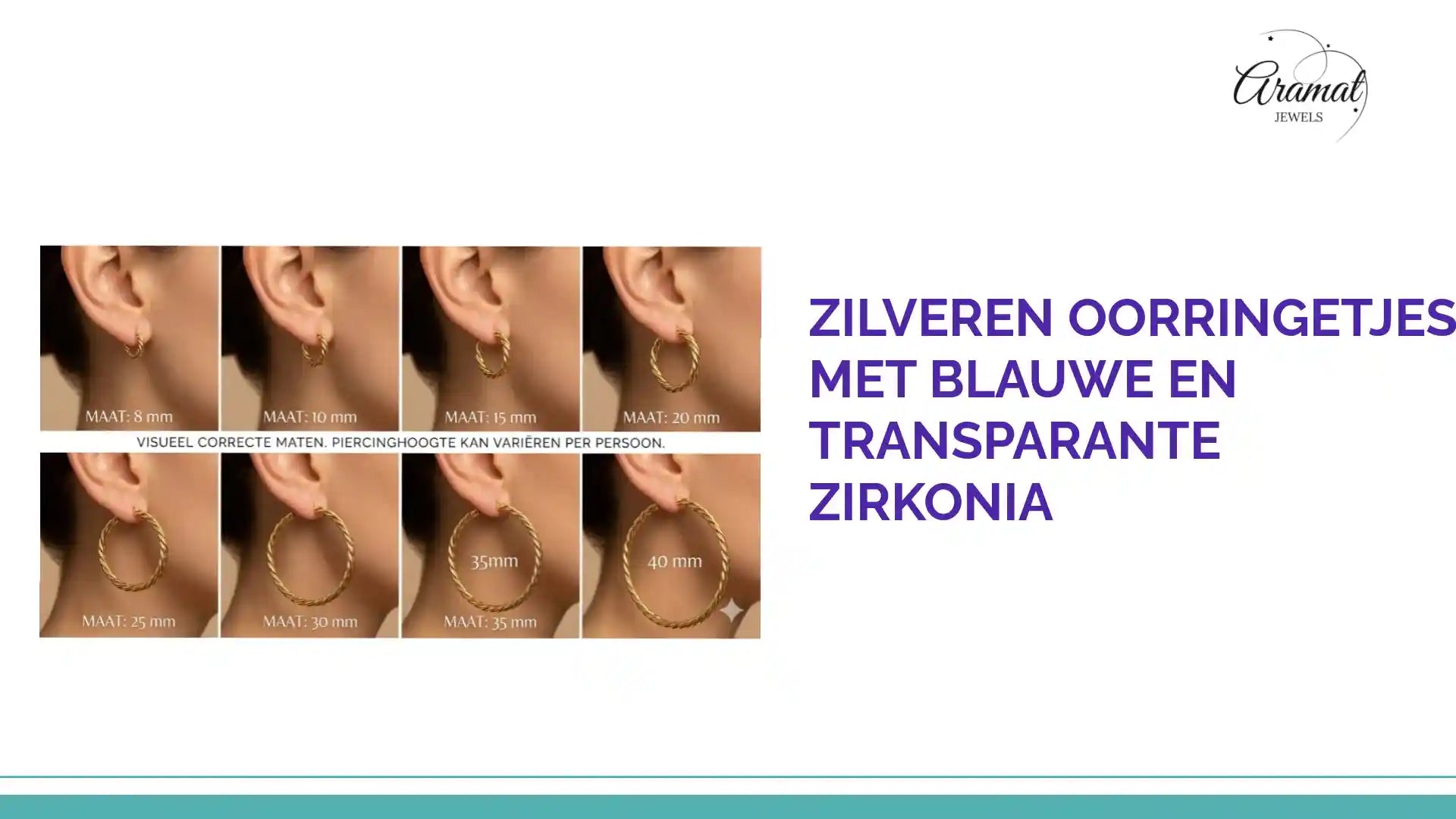 Zilveren Oorringetjes met Blauwe en Transparante Zirkonia by@Outfy